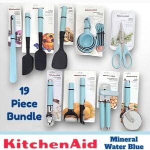 KitchenAid 19-Piece Kitchen Tool Set in Mineral Water Blue